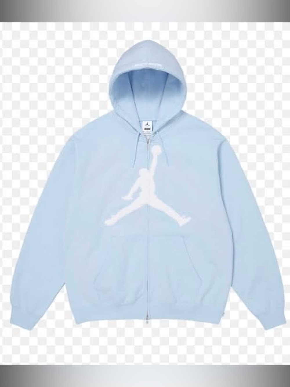 Supreme x Jordan Zip Up Hooded Sweatshirt 'Light Blue' - Men's size 2XL